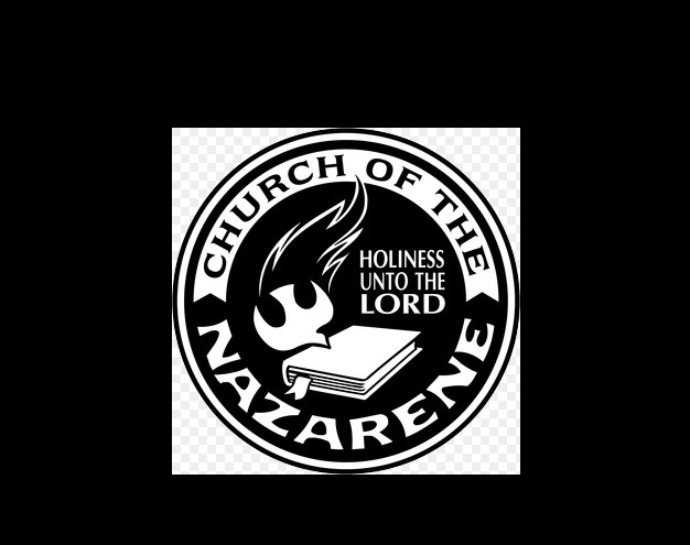 the Church of the Nazarene black-and-white logo or symbol on a black background