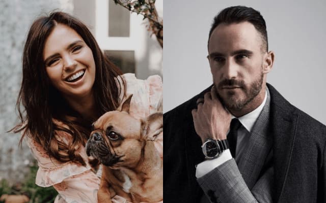 Imari Visser with a Dog and her Husband Faf du Plessis