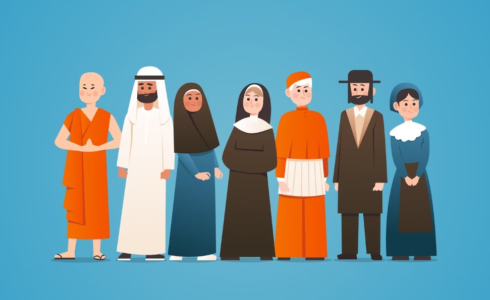 a multiracial group of people of different religions