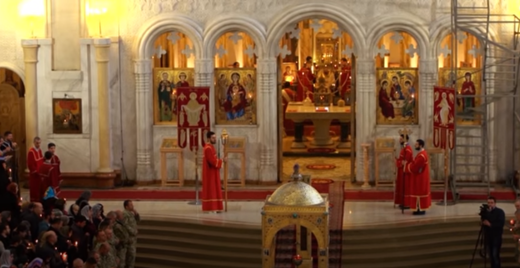 Church service in a Georgian church